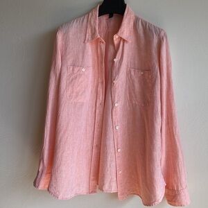 Lauren Ralph Lauren Pink 100% Linen Shirt with Classic Collar L